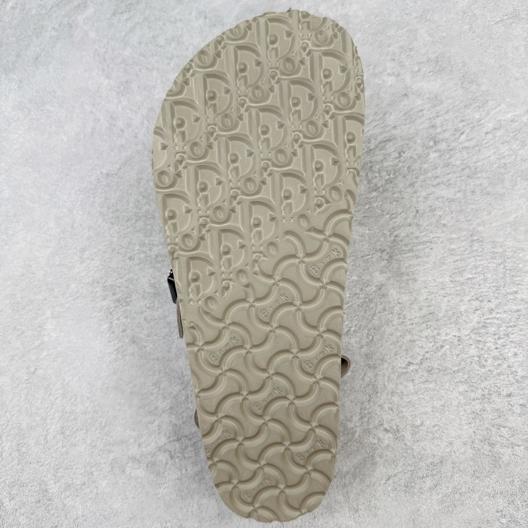   Birkenstock Dior迪奥 Tokio 勃肯 小牛皮 圆头 时尚凉拖 米灰色 3SA116ZSD_H161
