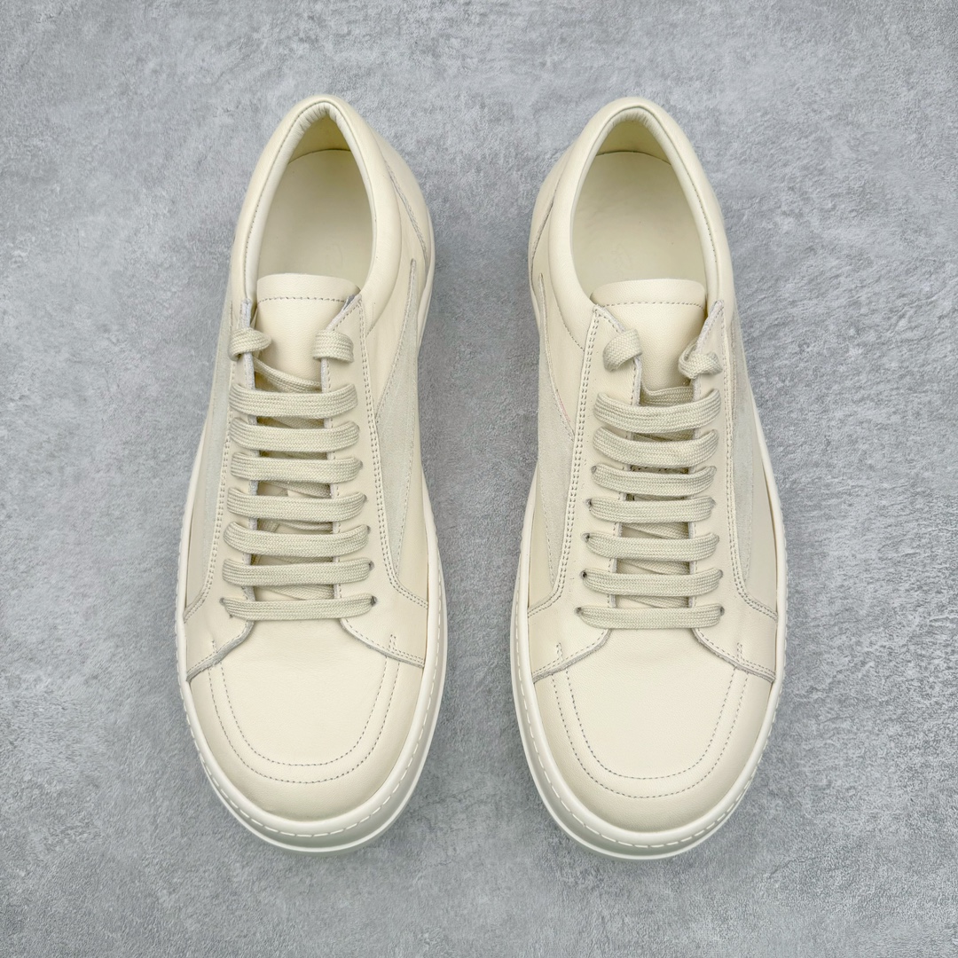 RICK OWENS RO 全粒面小牛皮  低筒 板鞋 休闲鞋 男鞋 女鞋 波鞋 白色 RU01D3897LCOLVS-1111