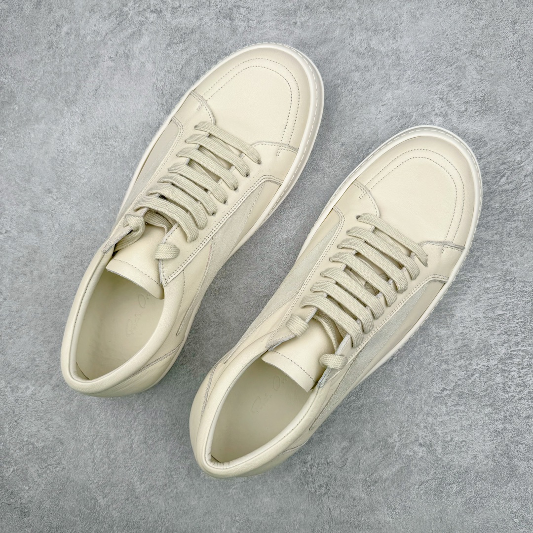 RICK OWENS RO 全粒面小牛皮  低筒 板鞋 休闲鞋 男鞋 女鞋 波鞋 白色 RU01D3897LCOLVS-1111