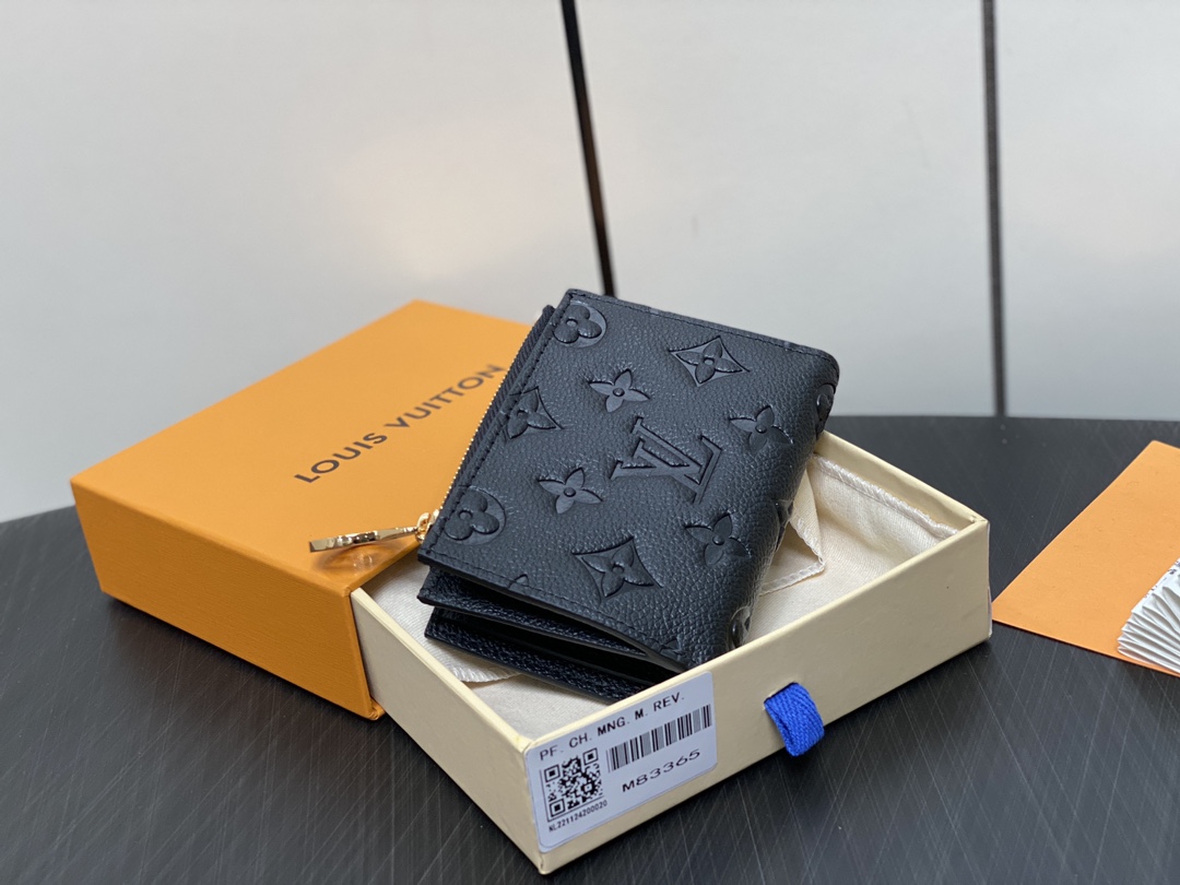  LOUIS VUITTON 路易威登 Portefeuil Lisa  拉链 开合 压花 钱包 短夹 黑色 蓝色  M83587 M83365