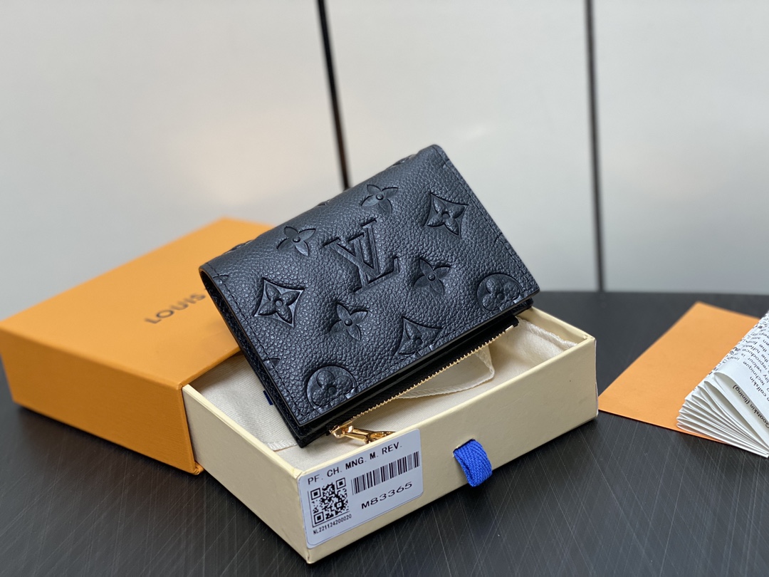  LOUIS VUITTON 路易威登 Portefeuil Lisa  拉链 开合 压花 钱包 短夹 黑色 蓝色  M83587 M83365