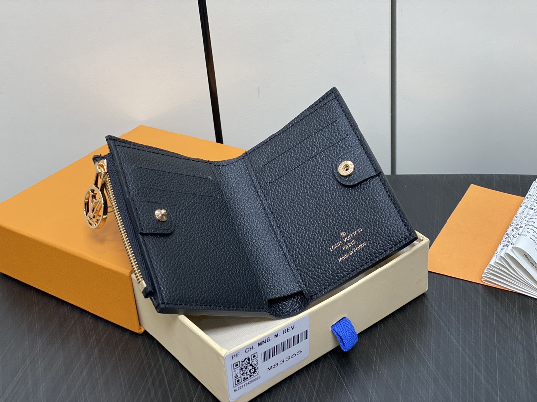  LOUIS VUITTON 路易威登 Portefeuil Lisa  拉链 开合 压花 钱包 短夹 黑色 蓝色  M83587 M83365