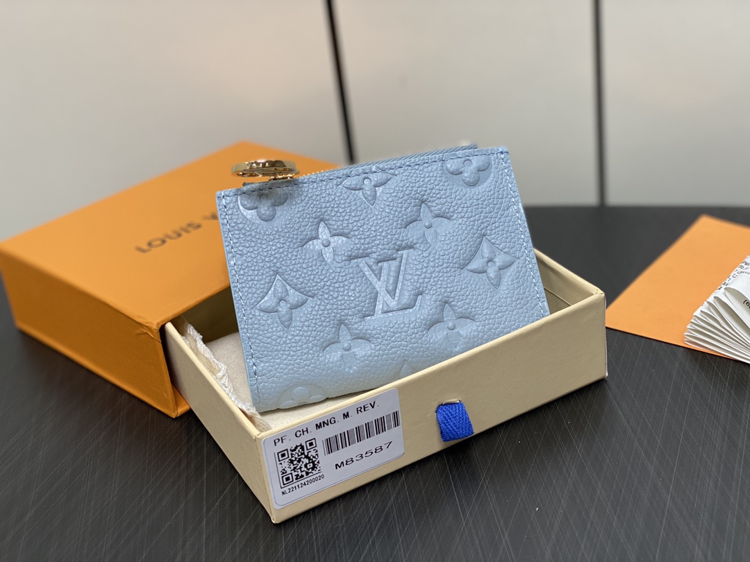  LOUIS VUITTON 路易威登 Portefeuil Lisa  拉链 开合 压花 钱包 短夹 黑色 蓝色  M83587 M83365