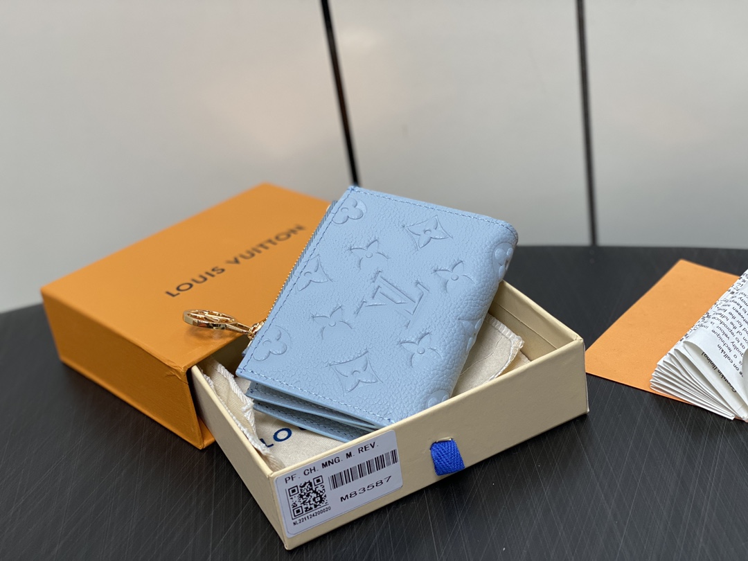  LOUIS VUITTON 路易威登 Portefeuil Lisa  拉链 开合 压花 钱包 短夹 黑色 蓝色  M83587 M83365