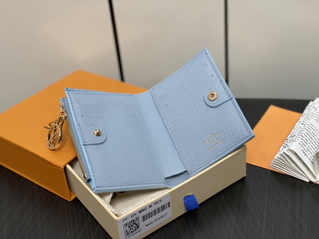  LOUIS VUITTON 路易威登 Portefeuil Lisa  拉链 开合 压花 钱包 短夹 黑色 蓝色  M83587 M83365