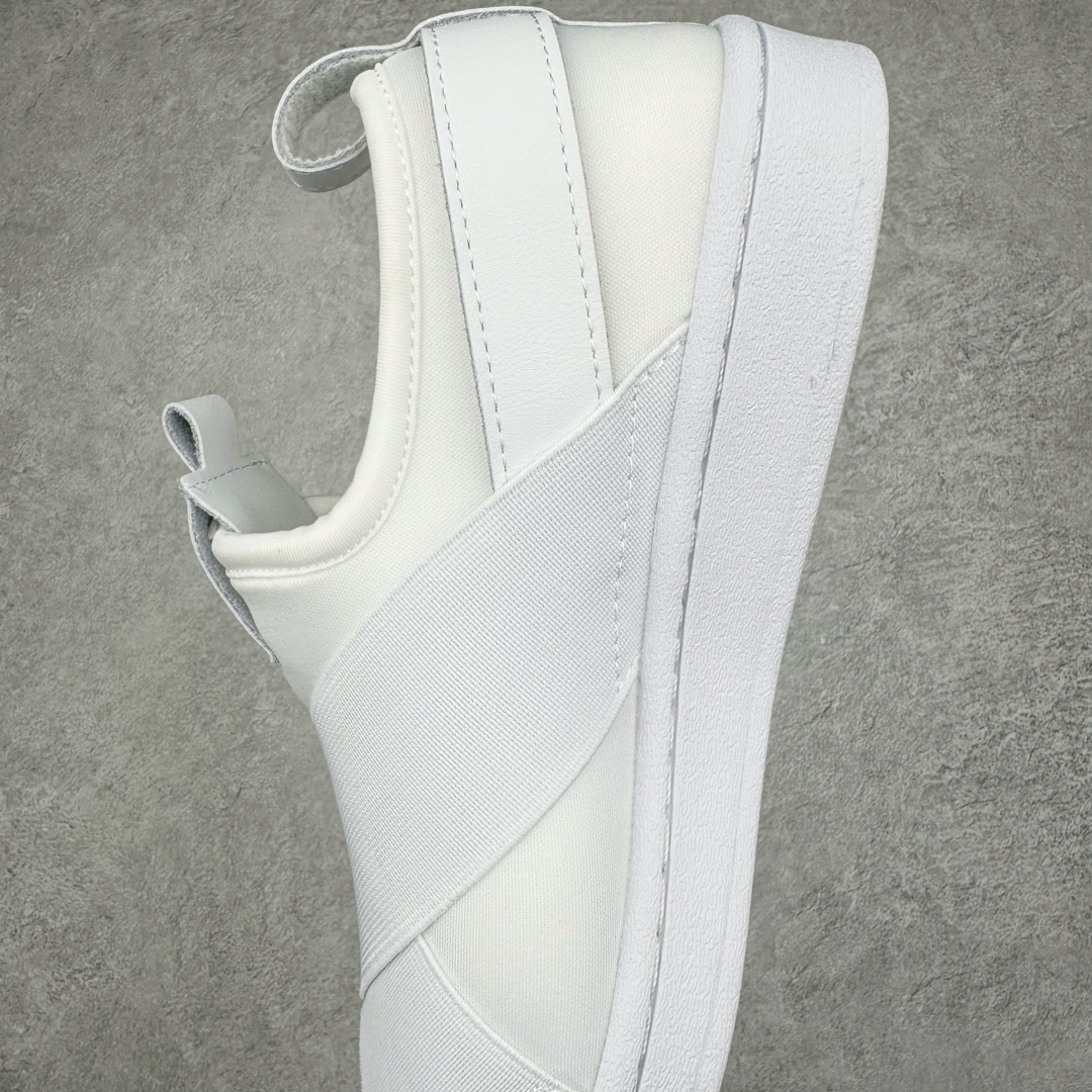  adidas Superstar Slip-On Shoes 交叉绑带 一脚蹬  平底鞋 低筒 复古板鞋 休闲鞋 男鞋 女鞋 波鞋  纯白 FW7052