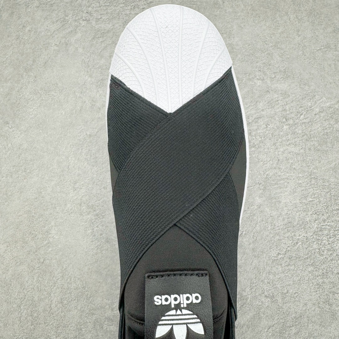  adidas Superstar Slip-On Shoes 交叉绑带 一脚蹬  平底鞋 低筒 复古板鞋 休闲鞋 男鞋 女鞋 波鞋  黑白CQ2382