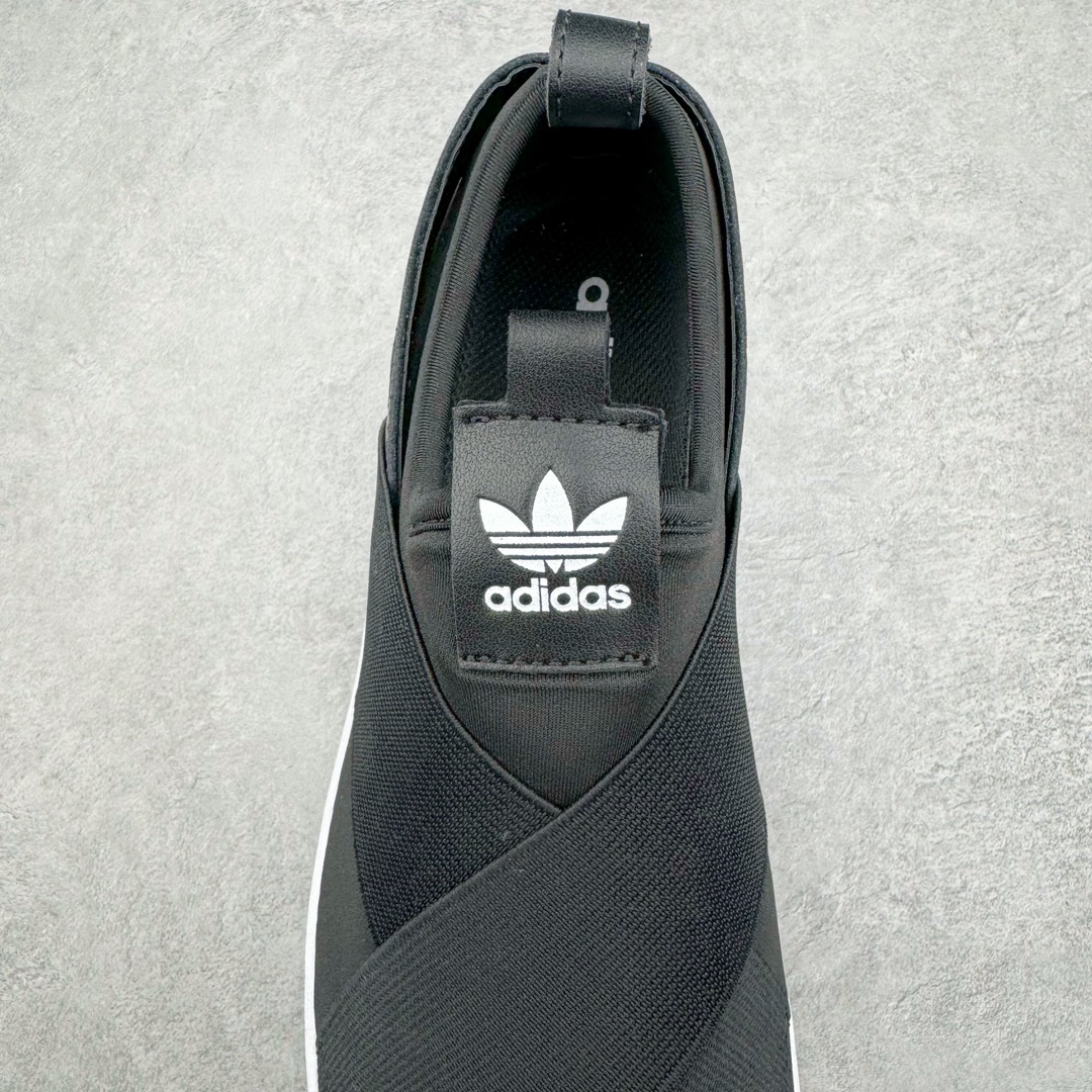  adidas Superstar Slip-On Shoes 交叉绑带 一脚蹬  平底鞋 低筒 复古板鞋 休闲鞋 男鞋 女鞋 波鞋  黑白CQ2382