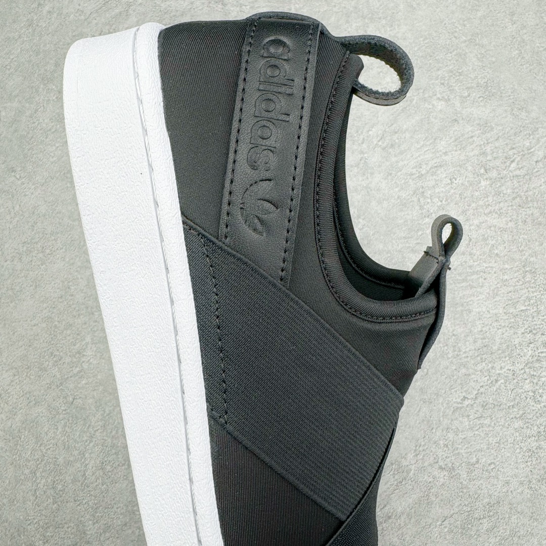  adidas Superstar Slip-On Shoes 交叉绑带 一脚蹬  平底鞋 低筒 复古板鞋 休闲鞋 男鞋 女鞋 波鞋  黑白CQ2382