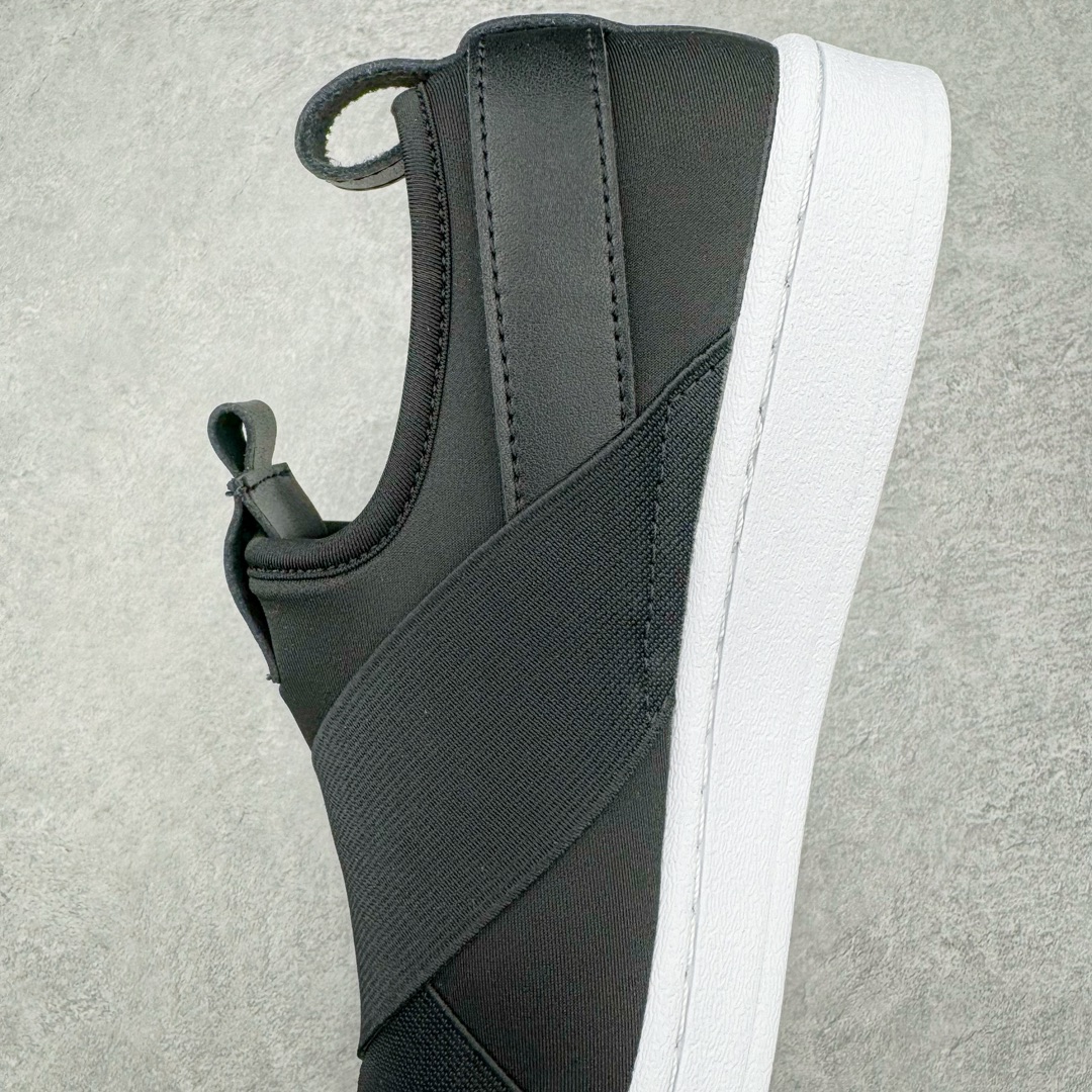  adidas Superstar Slip-On Shoes 交叉绑带 一脚蹬  平底鞋 低筒 复古板鞋 休闲鞋 男鞋 女鞋 波鞋  黑白CQ2382