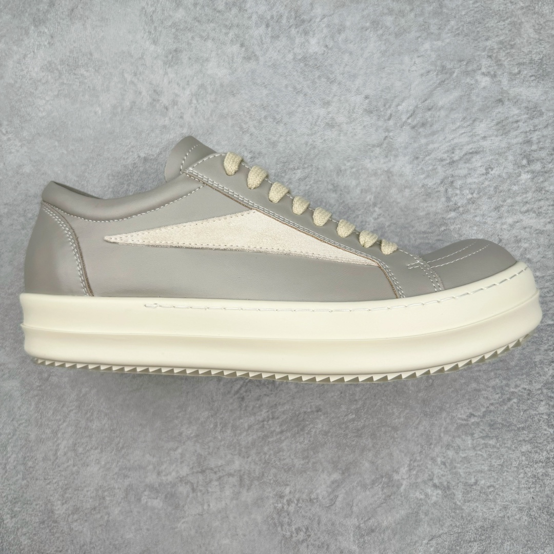  RICK OWENS RO 全粒面小牛皮  低筒 板鞋 休闲鞋 男鞋 女鞋 波鞋 灰色  RU01D3897LCOLVS-811