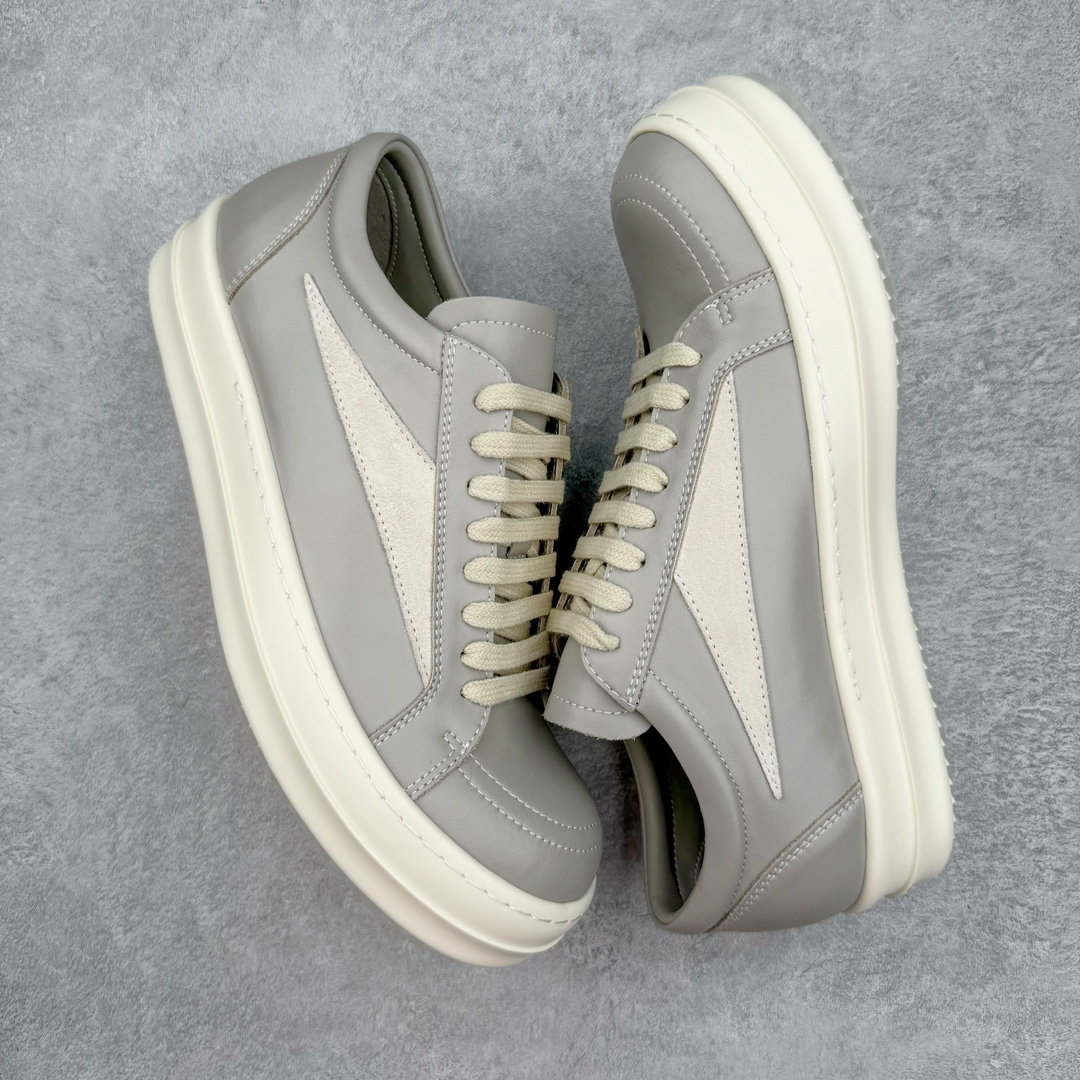  RICK OWENS RO 全粒面小牛皮  低筒 板鞋 休闲鞋 男鞋 女鞋 波鞋 灰色  RU01D3897LCOLVS-811