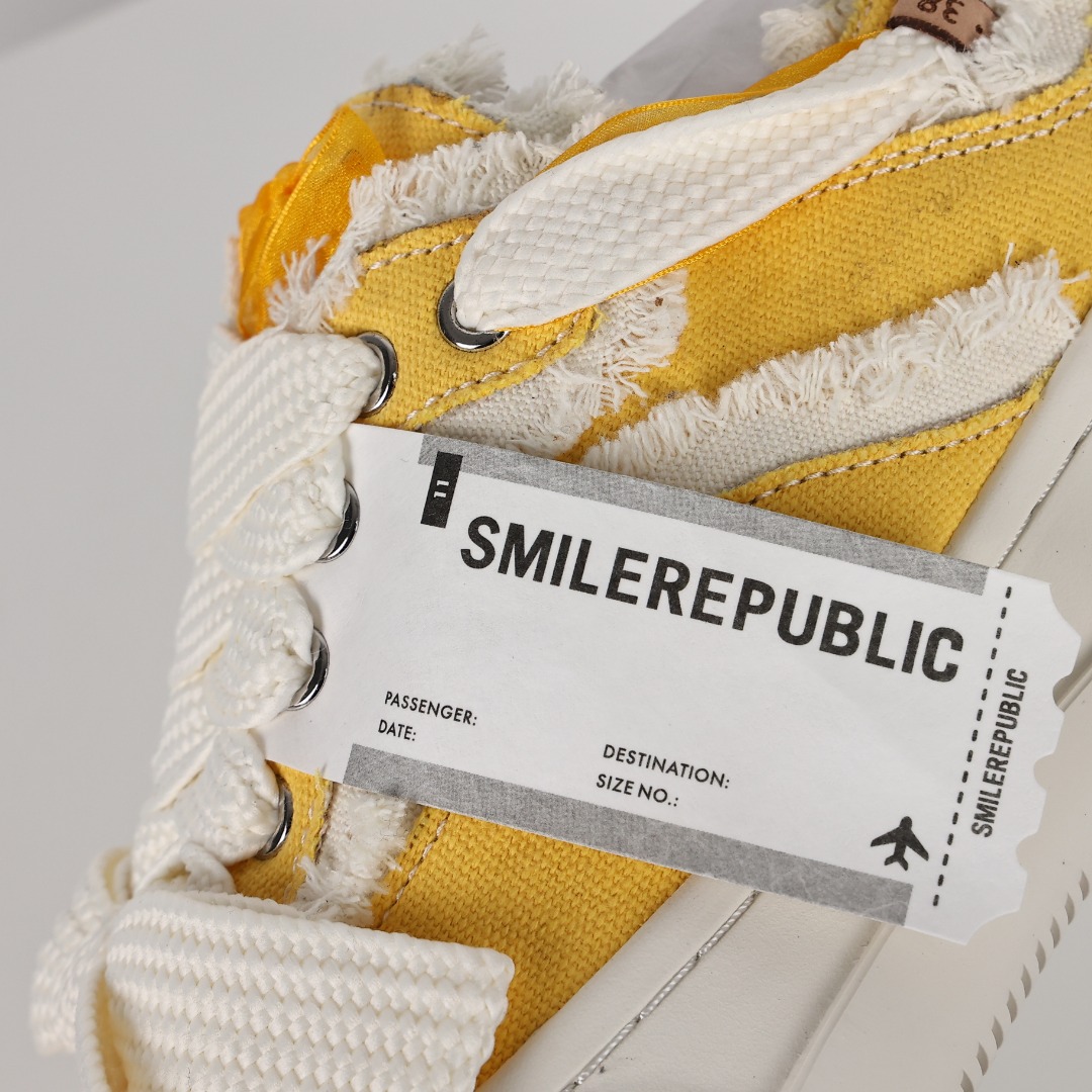 SMILEREPUBLIC 开口笑 厚底 增高 防滑耐磨 帆布鞋 板鞋 休闲鞋 波鞋 男款 女款 日出黄 SMILEREPUBLIC