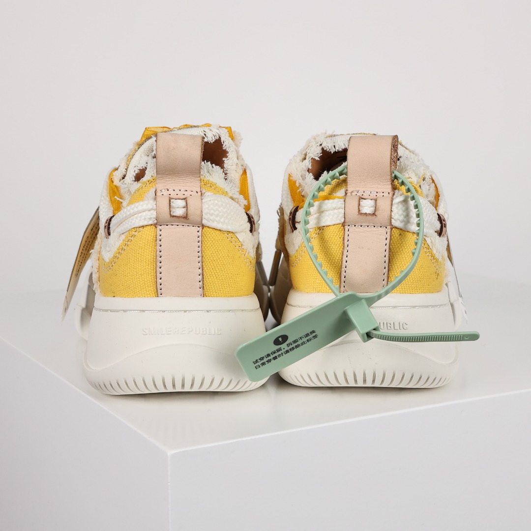 SMILEREPUBLIC 开口笑 厚底 增高 防滑耐磨 帆布鞋 板鞋 休闲鞋 波鞋 男款 女款 日出黄 SMILEREPUBLIC