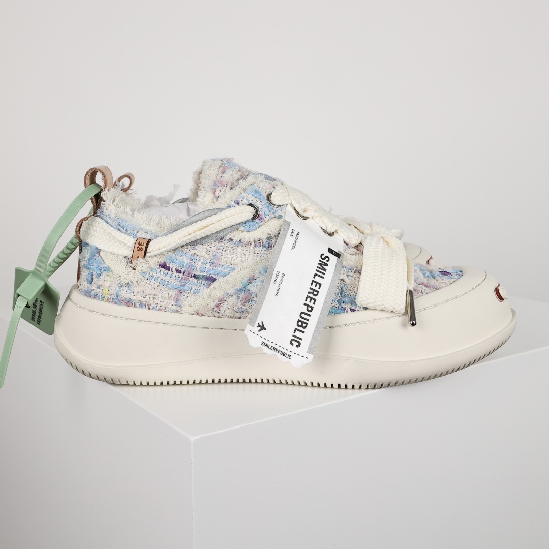  SMILEREPUBLIC 开口笑 厚底 增高 防滑耐磨 帆布鞋 板鞋 休闲鞋 波鞋 男款 女款 白蓝紫 SR20220101026