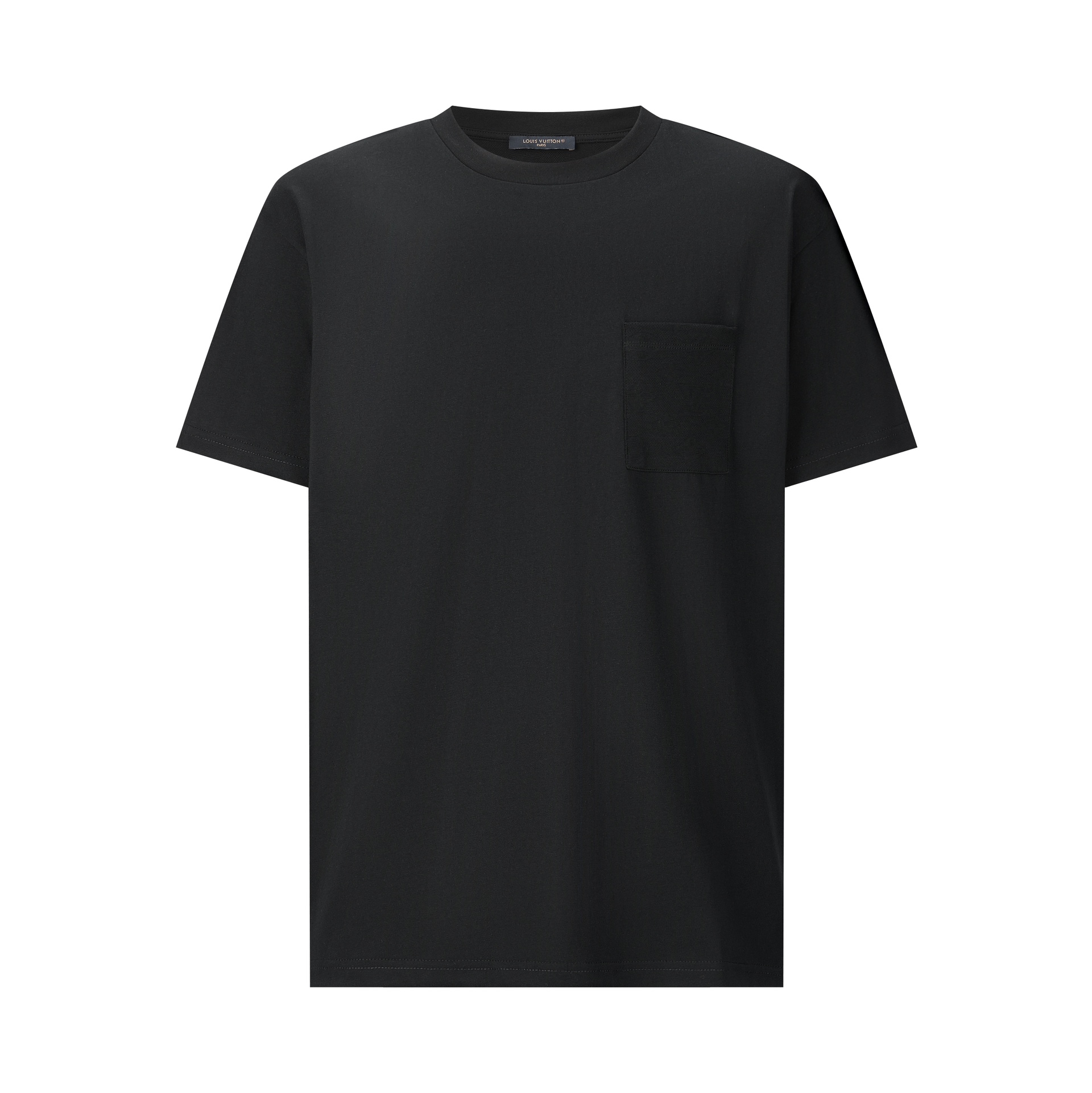 LOUIS VUITTON 路易威登 暗纹口袋拼接圆领短袖 T恤 上衣 夏款 黑色 1AFPT6