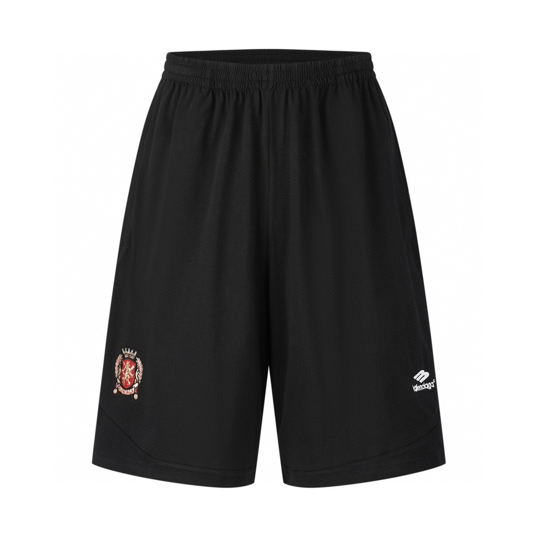 Balenciaga 巴黎世家 曼联刺绣图标 短裤 黑色 五分裤 休闲裤 运动裤 夏季 黑色 777709TPVW46643