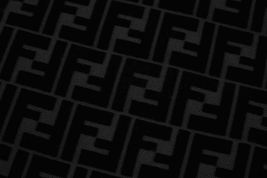 FENDI 芬迪 植绒字母暗纹满印polo衫 T恤 短袖 上衣 夏款 黑色 FY0985A7D5F0ABB