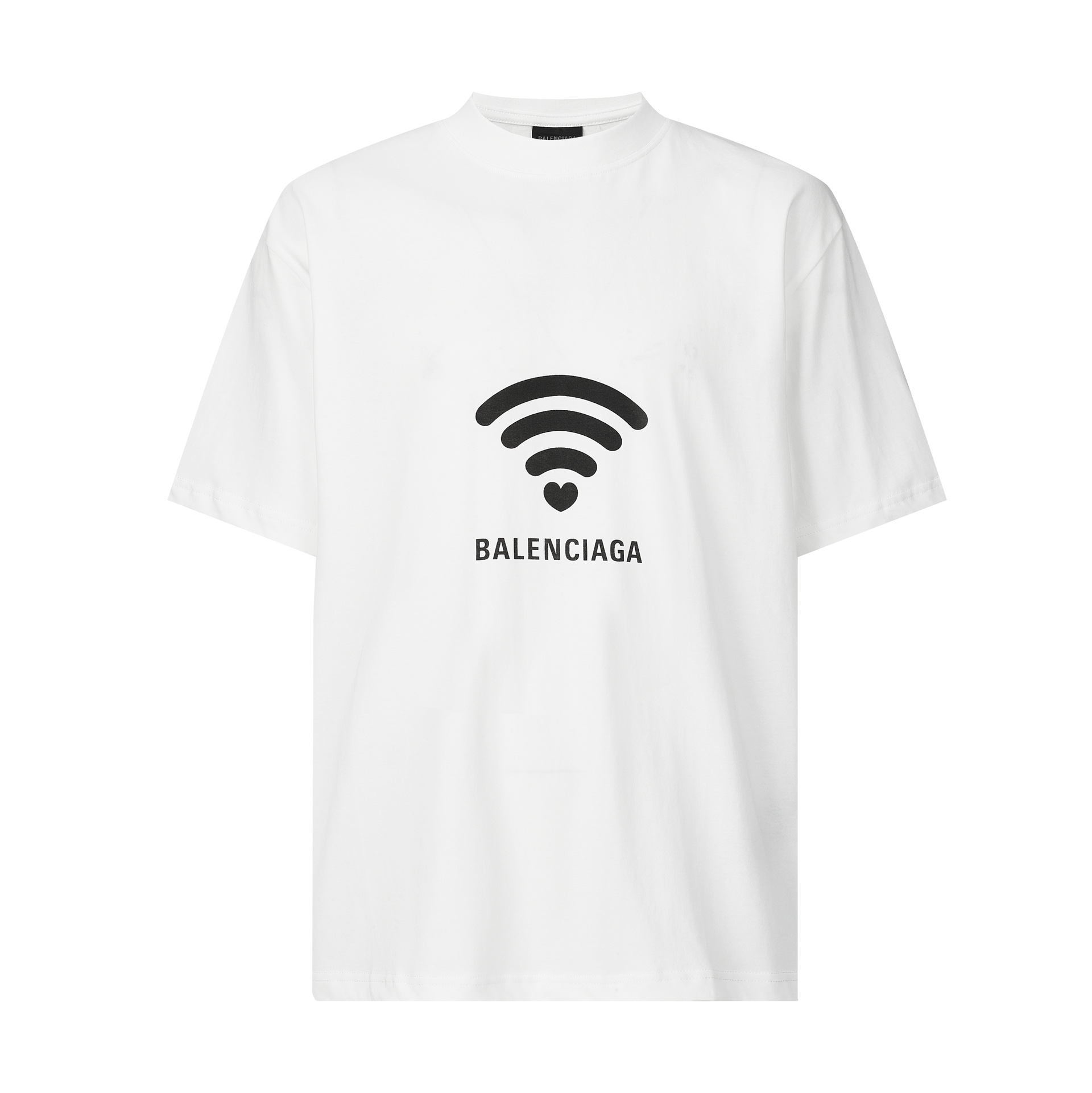 Balenciaga 巴黎世家 爱心WiFi字母logo印花短袖 T 恤 圆领 夏季 白色  764235TQVK23307