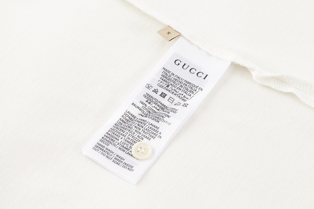 GUCCI 古驰 条纹翻领logo刺绣Polo衫 短袖 T恤 夏季 白色 752604XJFTL9733
