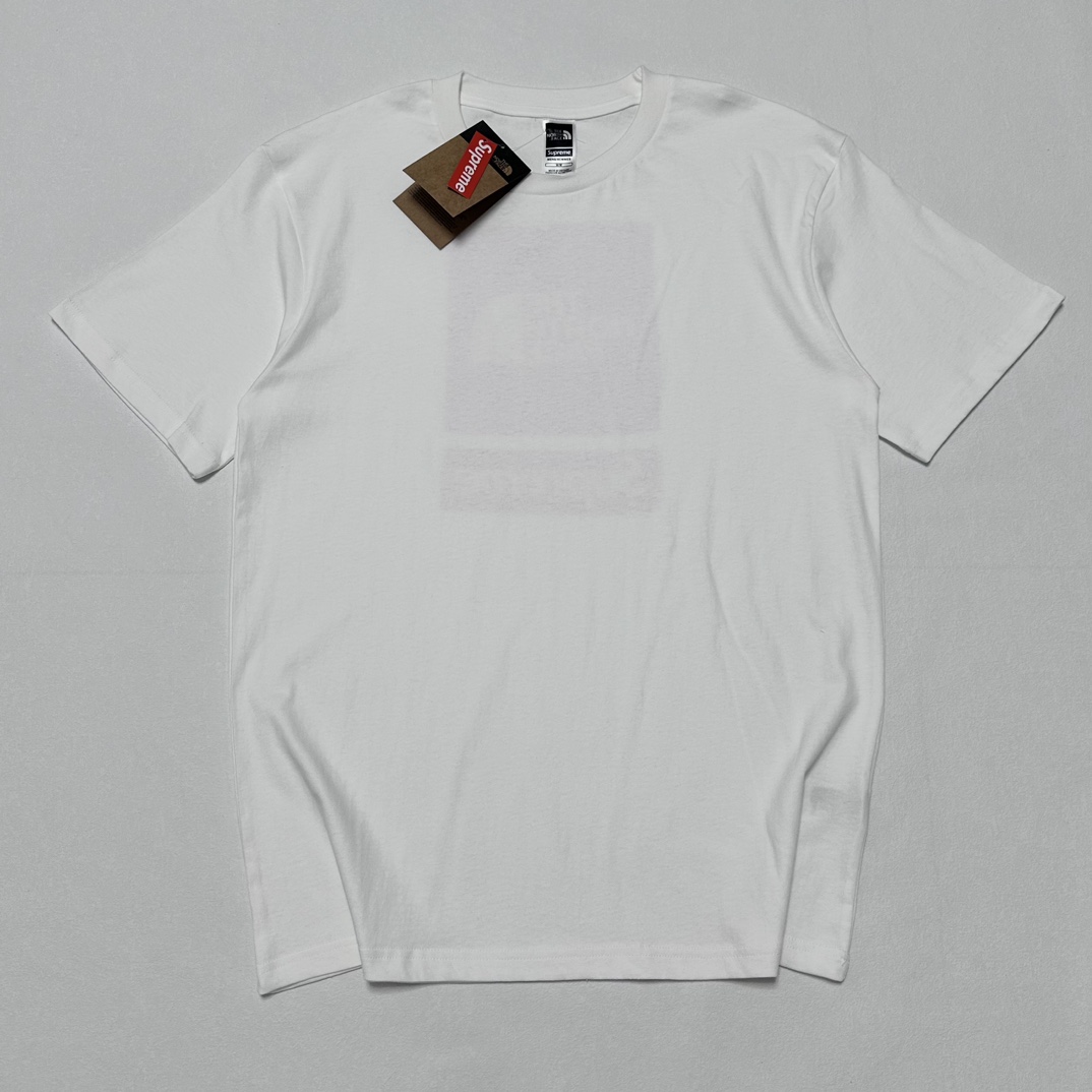 Supreme 北面 THE NORTH FACE 联名款 SS24  短袖 T恤 男女同款 黑色 白色 红色 背后logo印花  SUP-SS24-048
