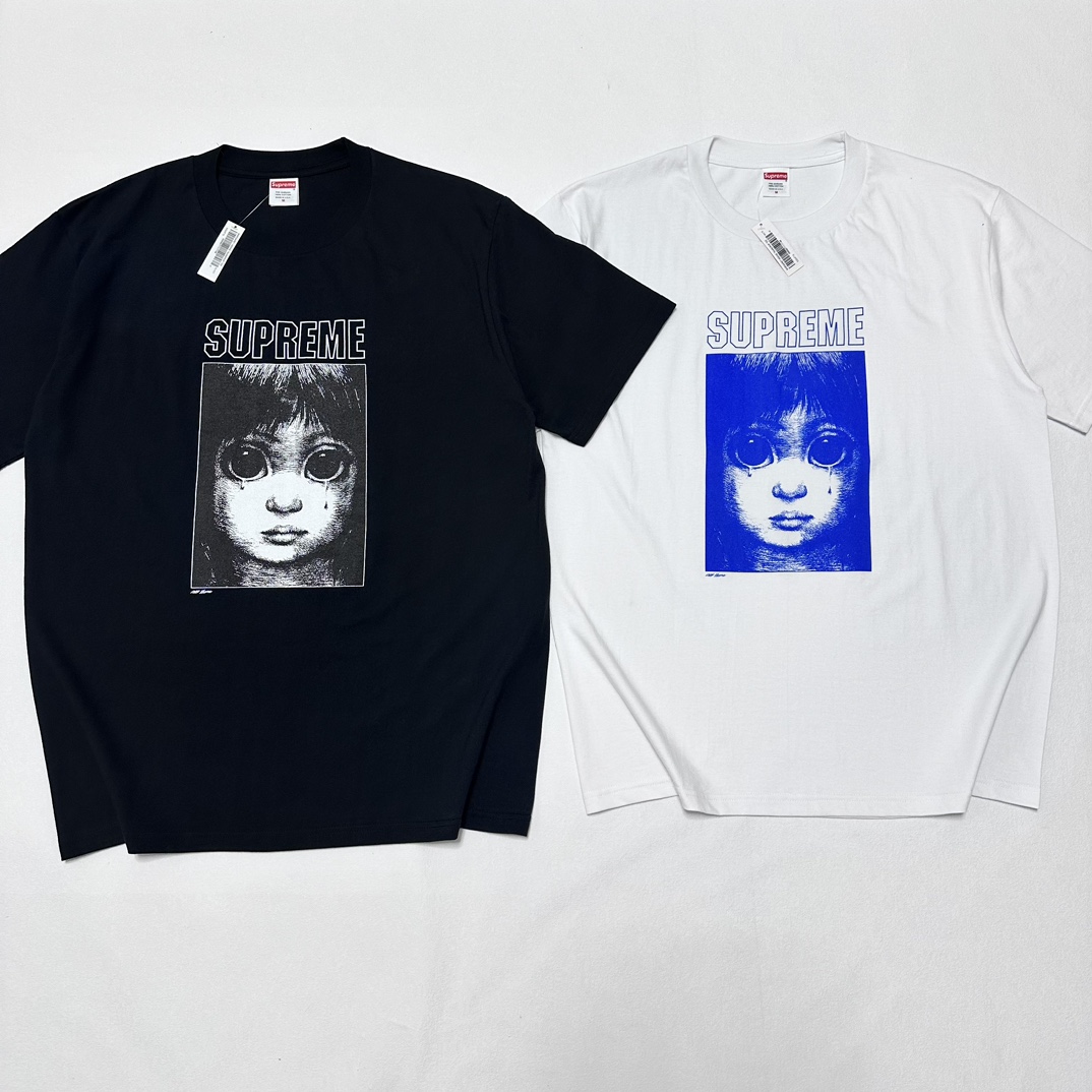  Supreme  MARGARET KEANE 人物图案TEE 短袖 T恤 黑色 白色 男女同款  SUP-SS24-144