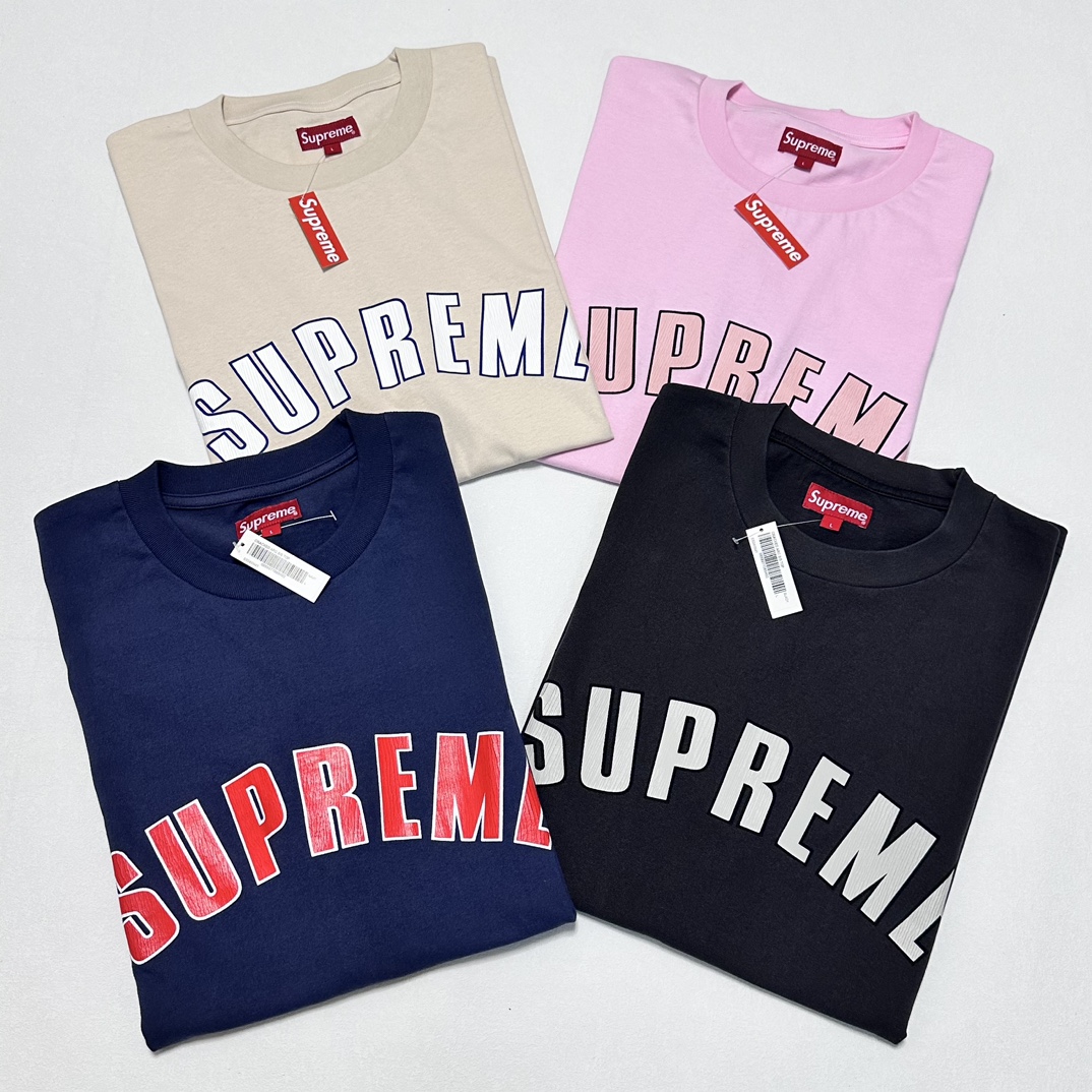  Supreme SS24  CRACKED ARC S/S TOP 字母 短袖 T恤 男女同款 黑色 粉色 藏蓝 杏色 SUP-SS24-055