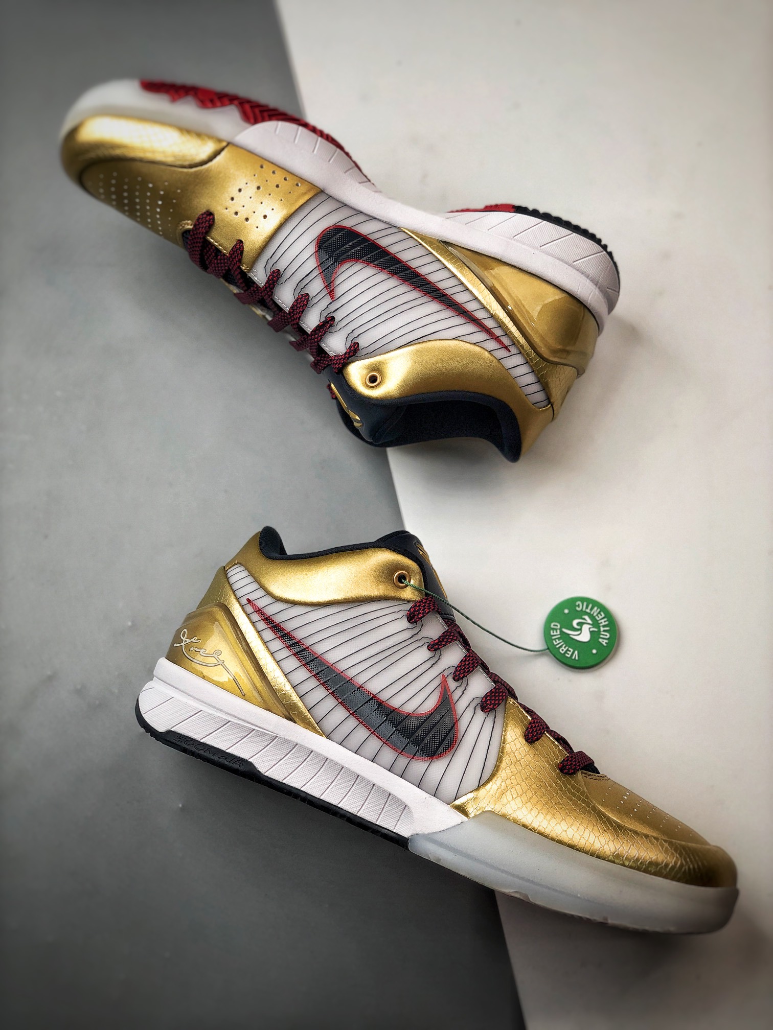  S2外贸 Zoom Kobe4 Protro Gold Mdeal 科比 4  低筒  前掌泡棉 後掌氣墊 篮球鞋 实战鞋 球鞋 男鞋  波鞋  白金 FQ3544-100