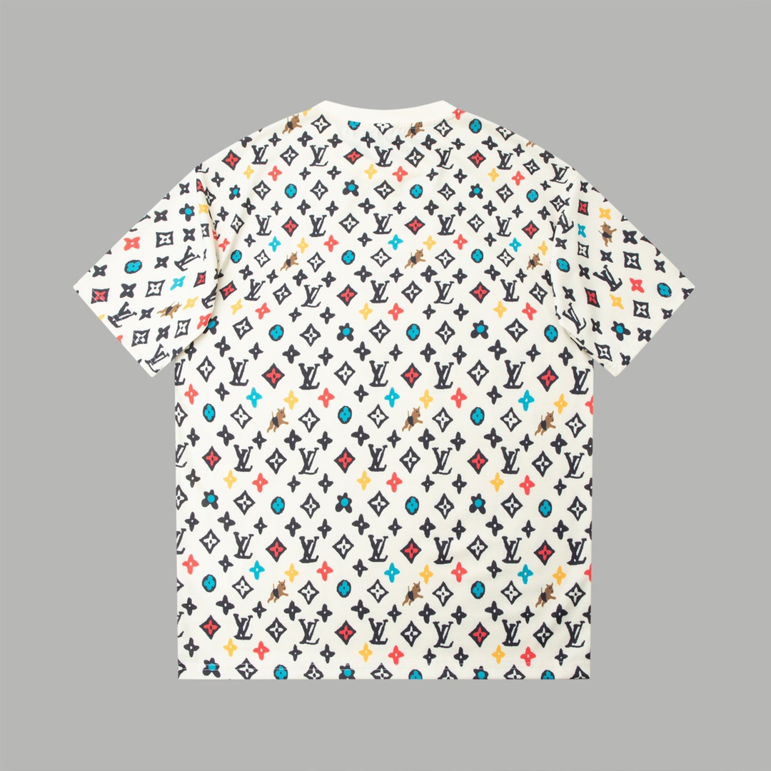  LOUIS VUITTON TYLER 小狗满印LOGO  路易威登 LV  短袖 圆领 T 恤 上衣 夏款  白色