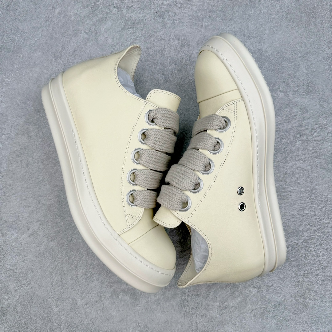  RICK OWENS RO  低筒 板鞋 休闲鞋 男鞋 女鞋 波鞋  皮質 米白色 RU01D3893LCOW2-1111