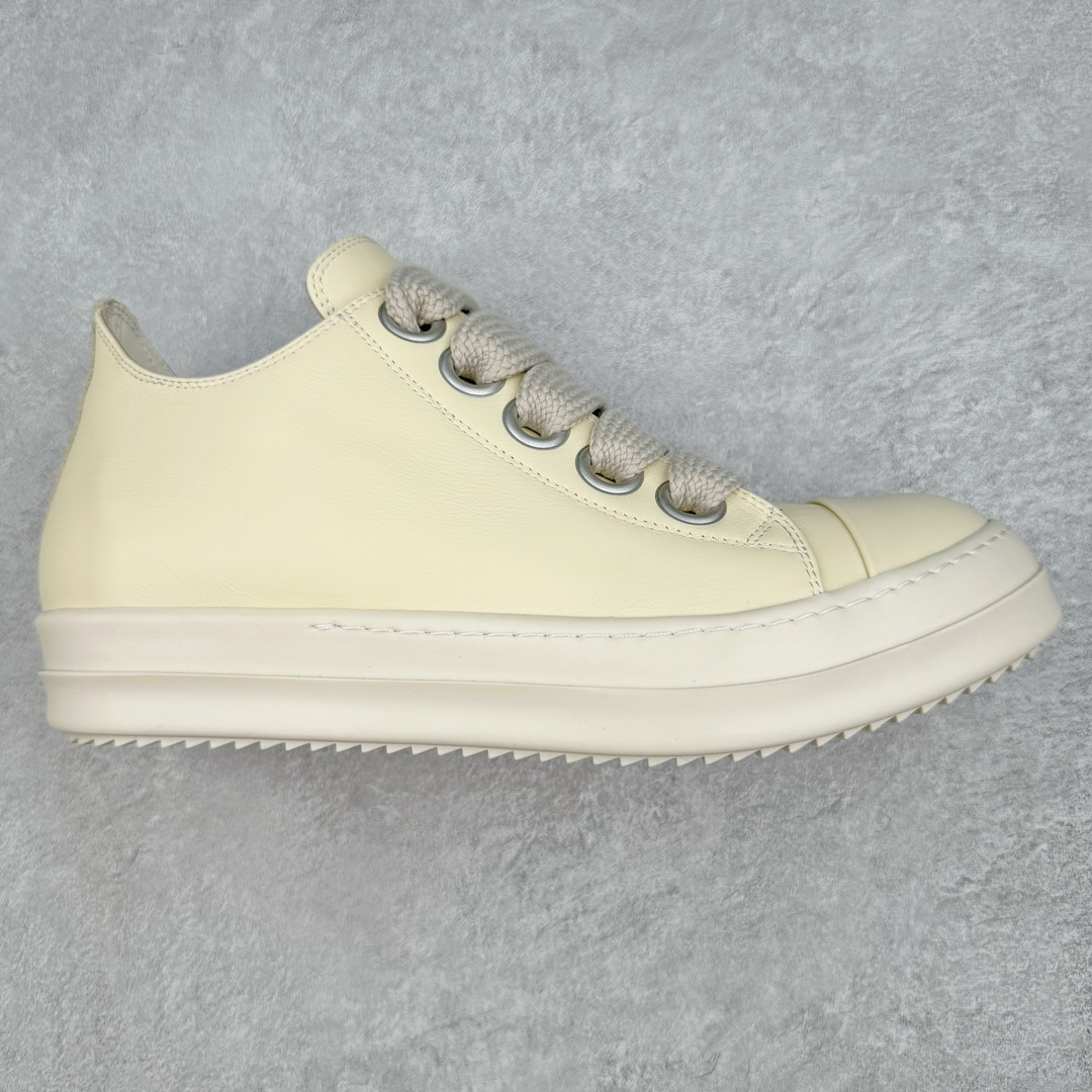  RICK OWENS RO  低筒 板鞋 休闲鞋 男鞋 女鞋 波鞋  皮質 米白色 RU01D3893LCOW2-1111