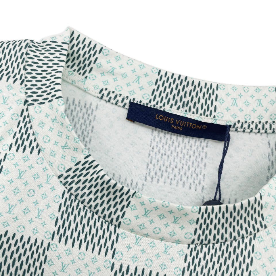 #DDJ-DIOR 迪奥 SS24  棋盘格图案  字母logo刺绣短袖 圆领 T恤 夏季 绿色  1AFR24