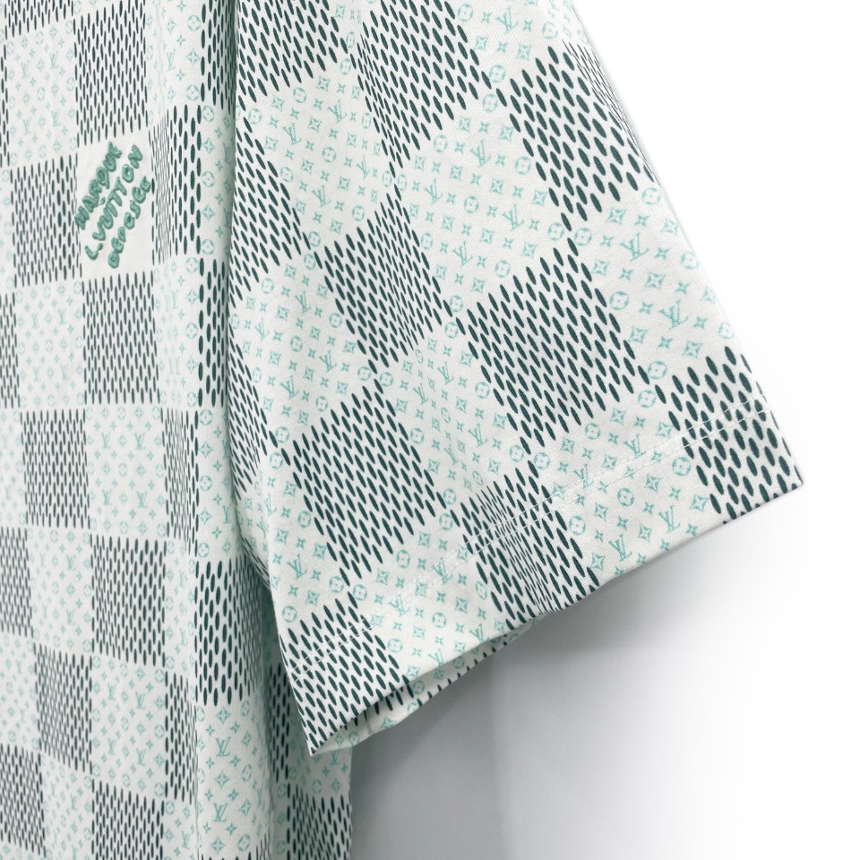 #DDJ-DIOR 迪奥 SS24  棋盘格图案  字母logo刺绣短袖 圆领 T恤 夏季 绿色  1AFR24