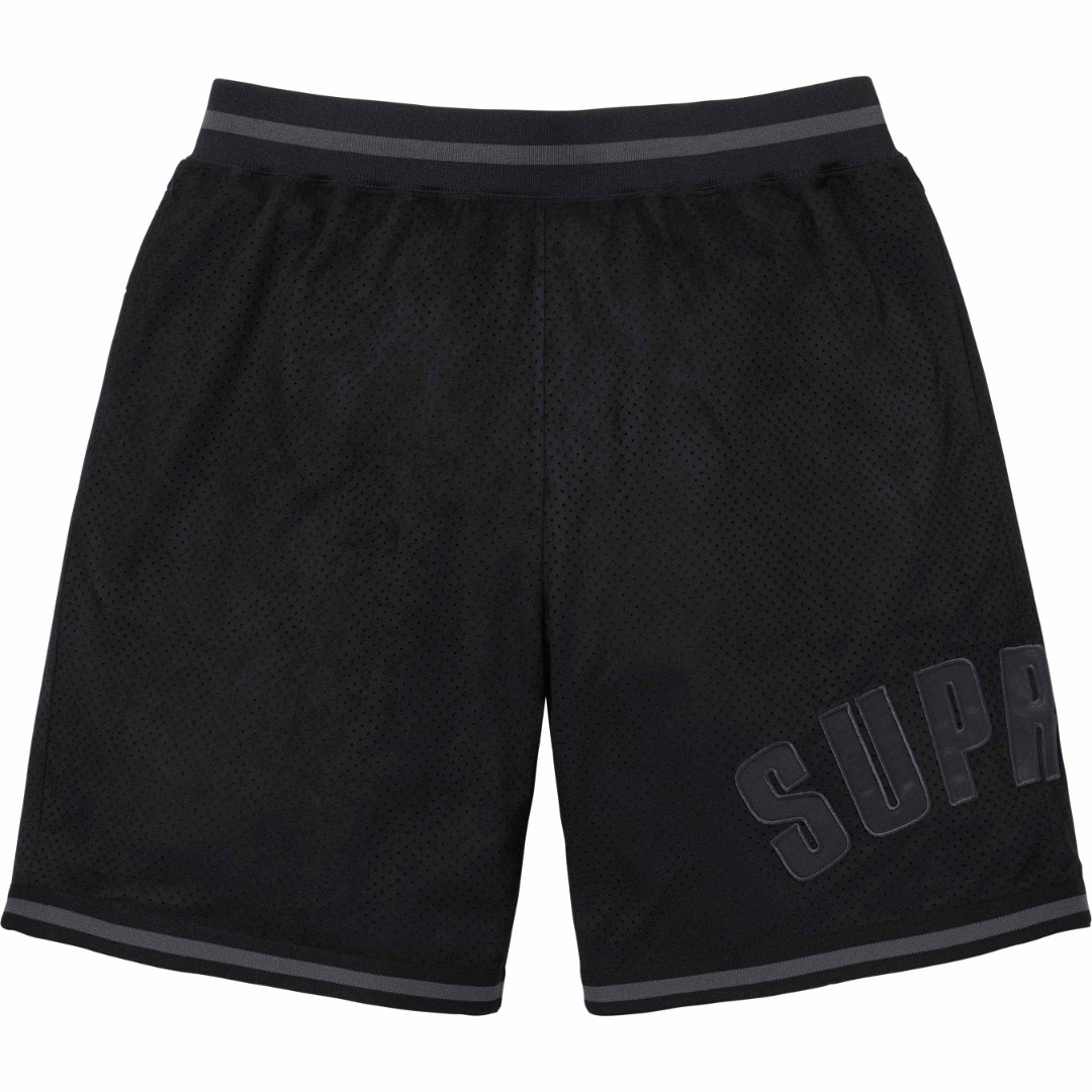  Supreme SS24 WEEK13 UL TRASUEDE MESH SHORT 网眼微标 印花休闲短裤 男女同款 三色 灰色 蓝色 黑色   SUP-SS24-211 