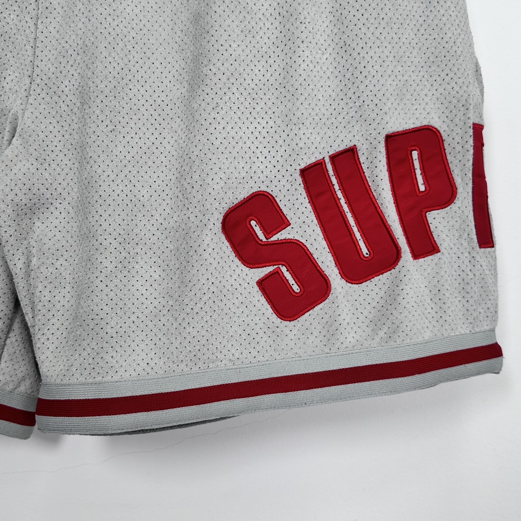  Supreme SS24 WEEK13 UL TRASUEDE MESH SHORT 网眼微标 印花休闲短裤 男女同款 三色 灰色 蓝色 黑色   SUP-SS24-211 
