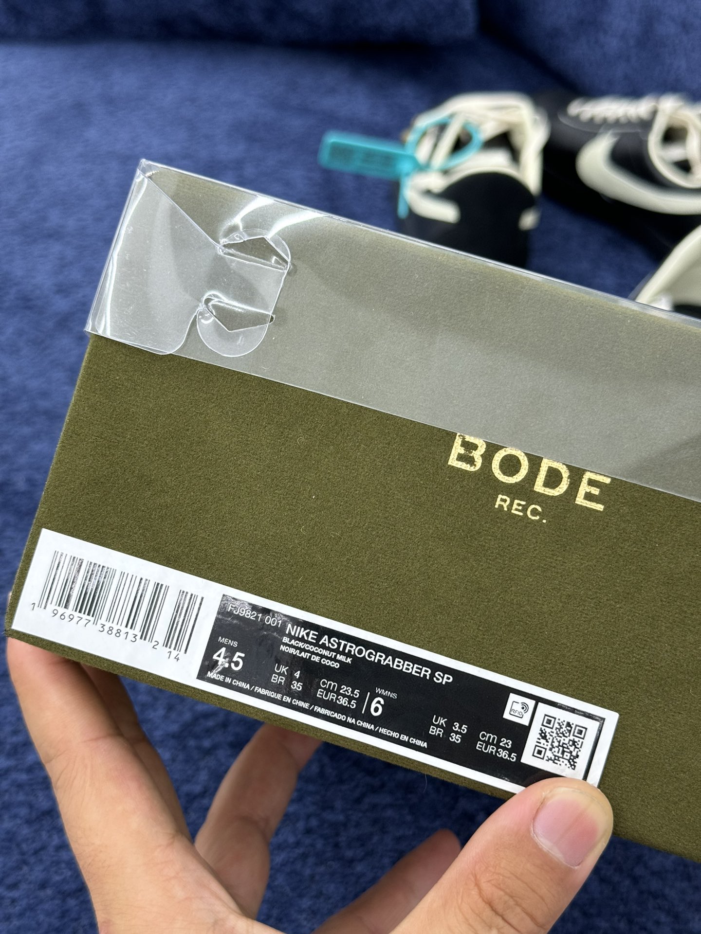 BODE x Nike  Astro Grabber 低筒 头层皮 减震防滑  跑步鞋 男鞋 女鞋 Smile版橄榄球 波鞋 黑色FJ9821-001 