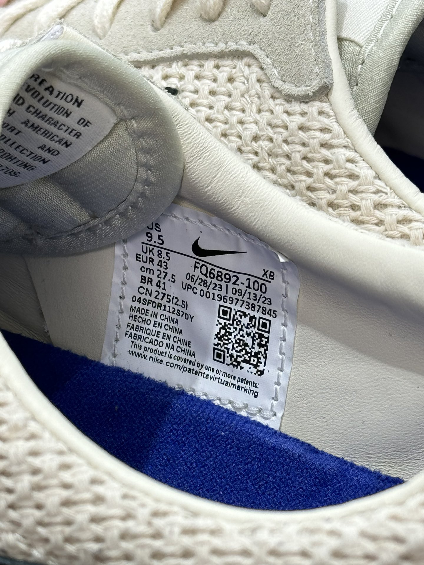  BODE x Nike  Astro Grabber 低筒 头层皮 减震防滑  跑步鞋 男鞋 女鞋 Smile版橄榄球 波鞋 米白 FQ6892-100