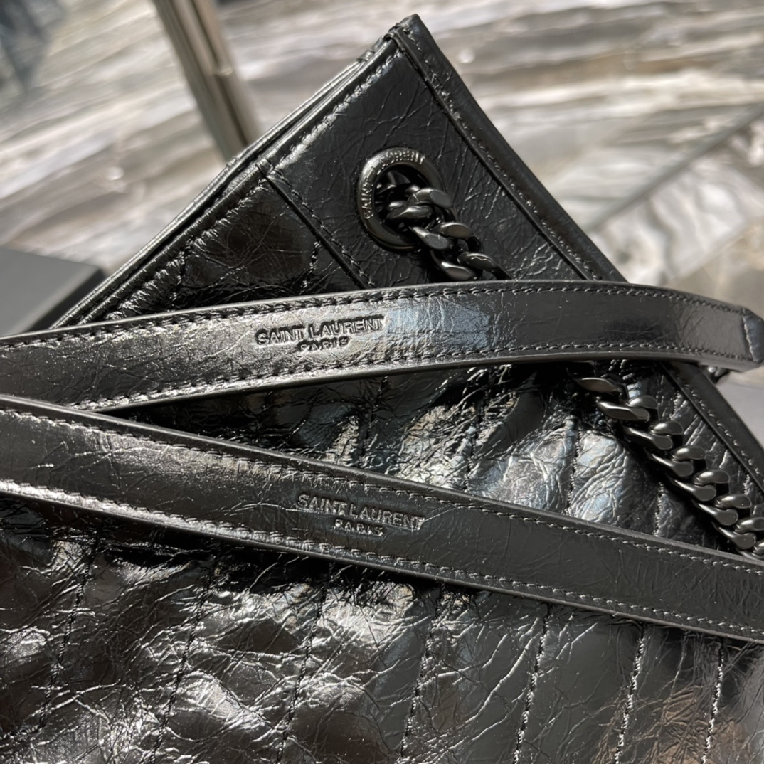  SAINT LAURENT 圣罗兰 YSL Niki  织物通勤 流浪包斜挎包 单肩包 小号/中号/大号 黑色尼龙 776611-FACKH-1000 757146-FACKH-1000 