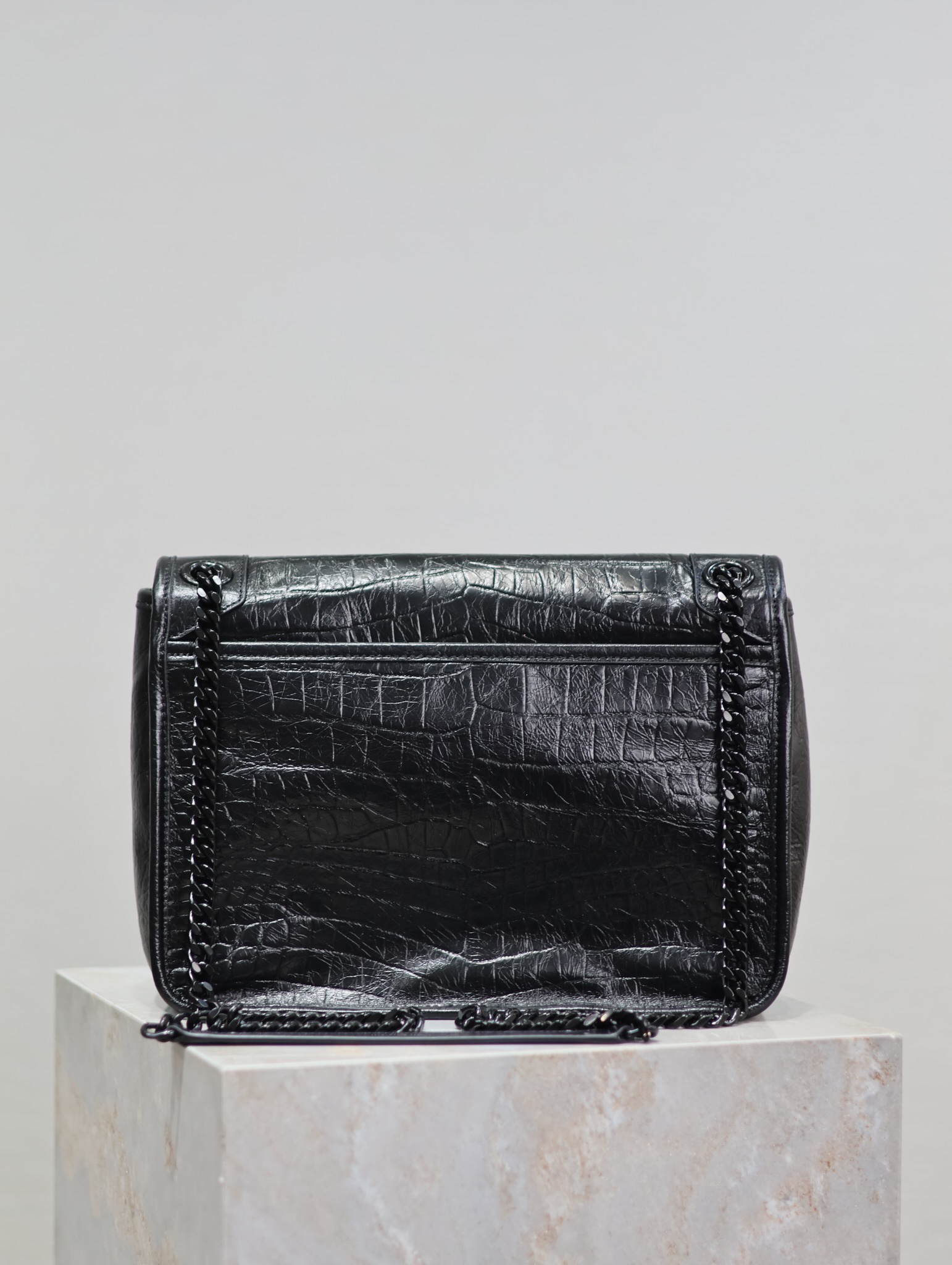  SAINT LAURENT 圣罗兰 YSL Niki Baby 复古鳄鱼皮纹 褶皱 牛皮 流浪包斜挎包 单肩包 中号/小号 女款  黑色 633150/633151/548943