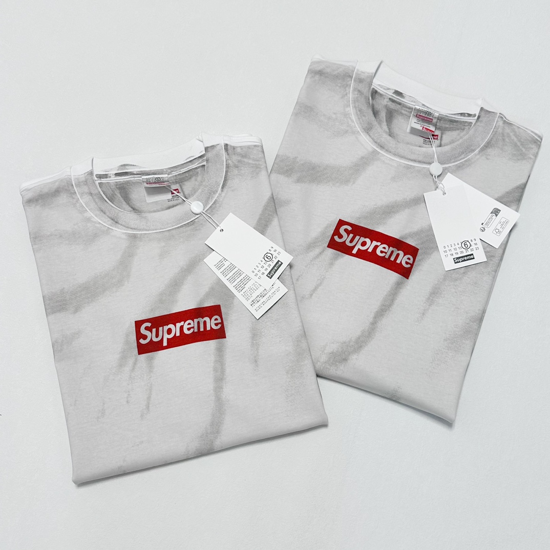 Supreme MM6 Maison Margiela 联名款 SS24 WEEK7 BOX LOGO TEE 解构假两件 短袖 T恤 白色 SUP-SS24-111