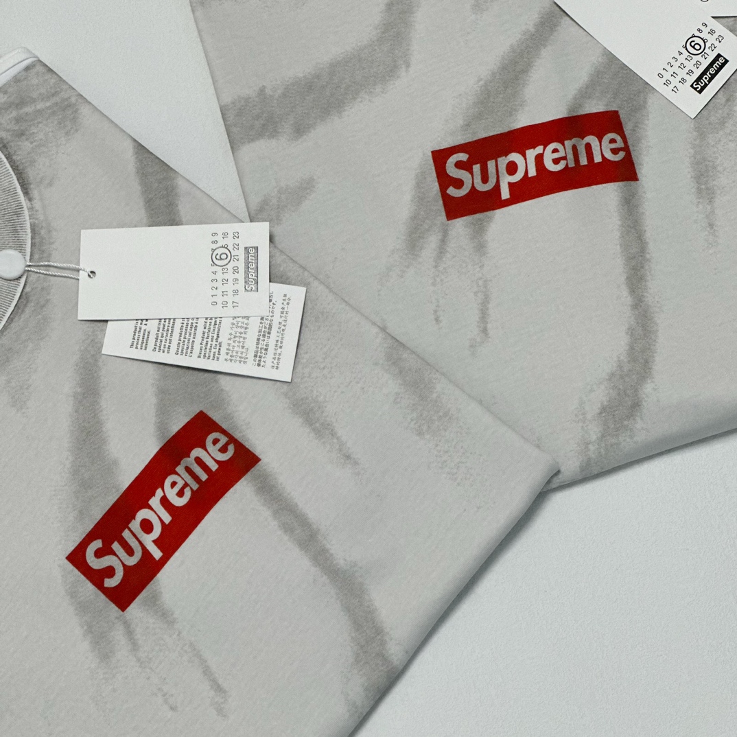 Supreme MM6 Maison Margiela 联名款 SS24 WEEK7 BOX LOGO TEE 解构假两件 短袖 T恤 白色 SUP-SS24-111