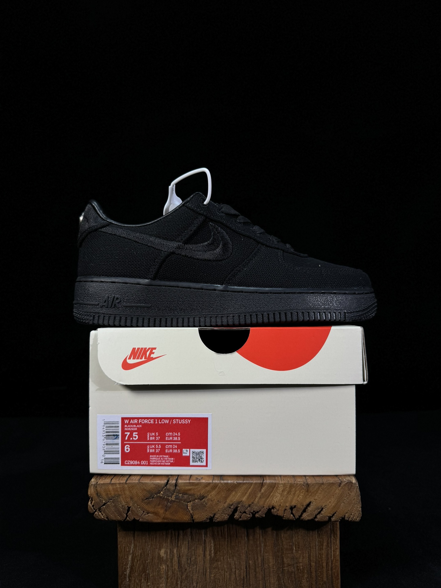  Stussy Air Force 1 Low  AF1 Sketch 低筒 厚底 防滑轻便 休闲鞋 板鞋 男鞋 女鞋 波鞋  黑色 CZ9084-001 