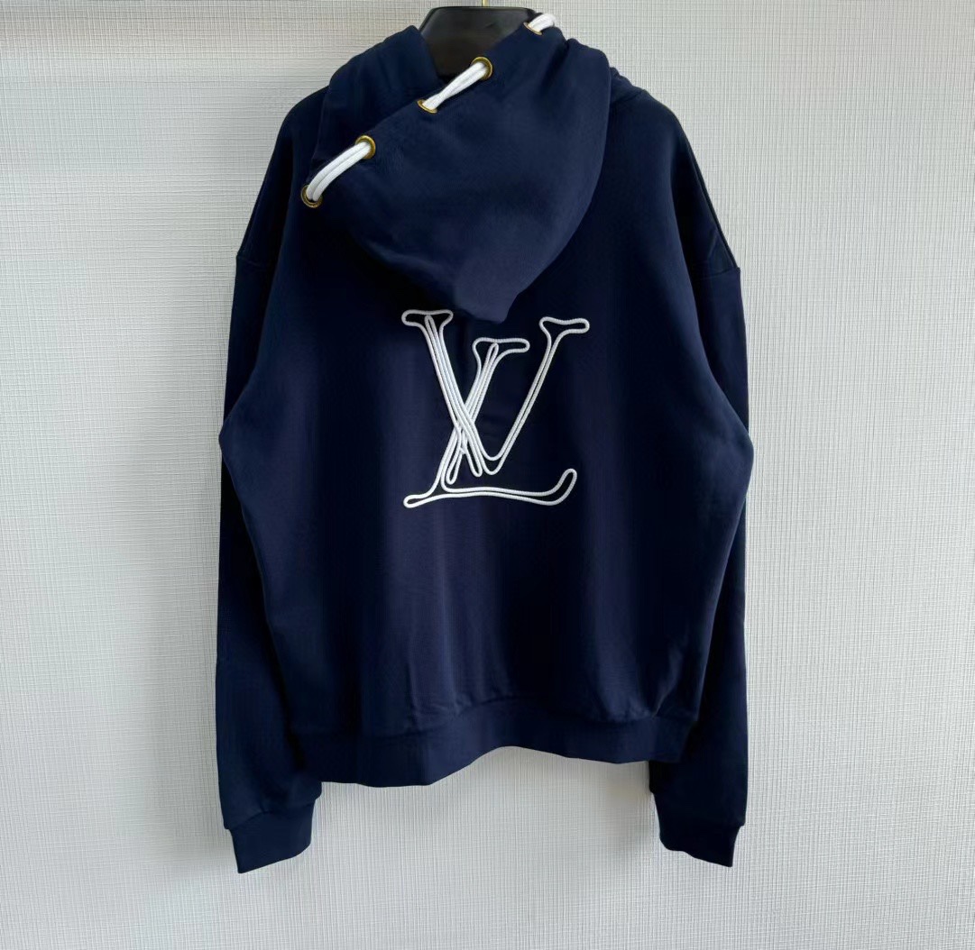  LOUIS VUITTON 路易威登 SS24 LOGO 图案 抽绳 长袖 外套 秋冬款 蓝色 1AFR32