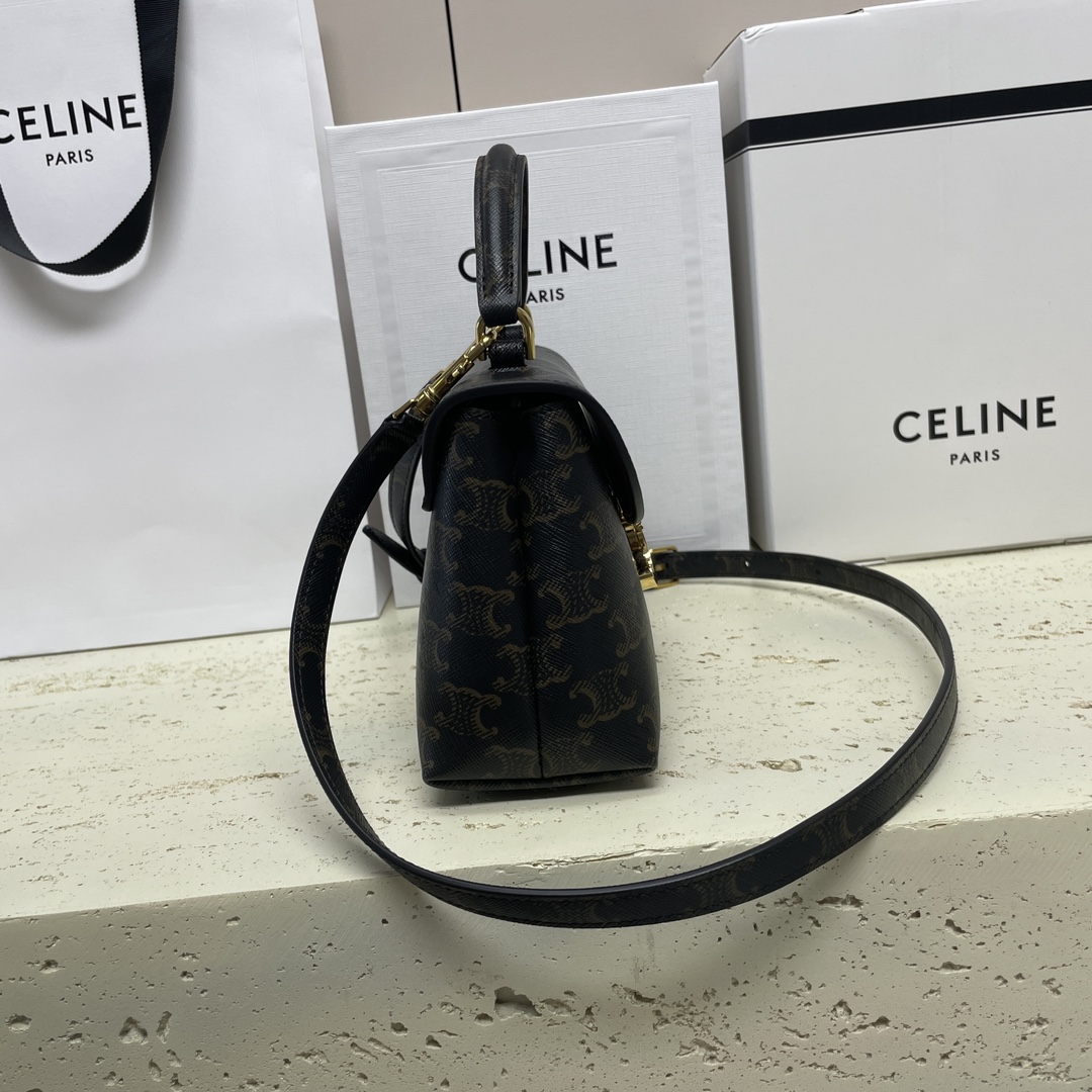  CELINE 赛琳 TEEN NINO LODO 凯旋门 经典老花满印 可调节肩带 黄褐色 腋下包 手提包 单肩包 斜挎包 棕色 118112FRH-04LU