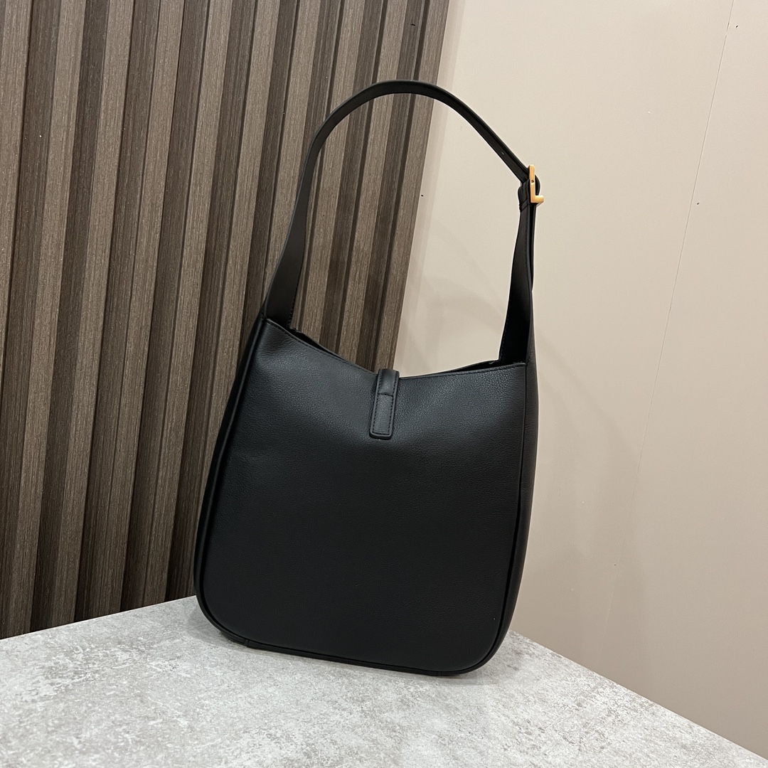  SAINT LAURENT 圣罗兰 YSL LE5A7 Hobo 复古  金色logo 牛皮 流浪包斜挎包 单肩包 中号/小号 女款 黑色713938-AAAUQ-1000