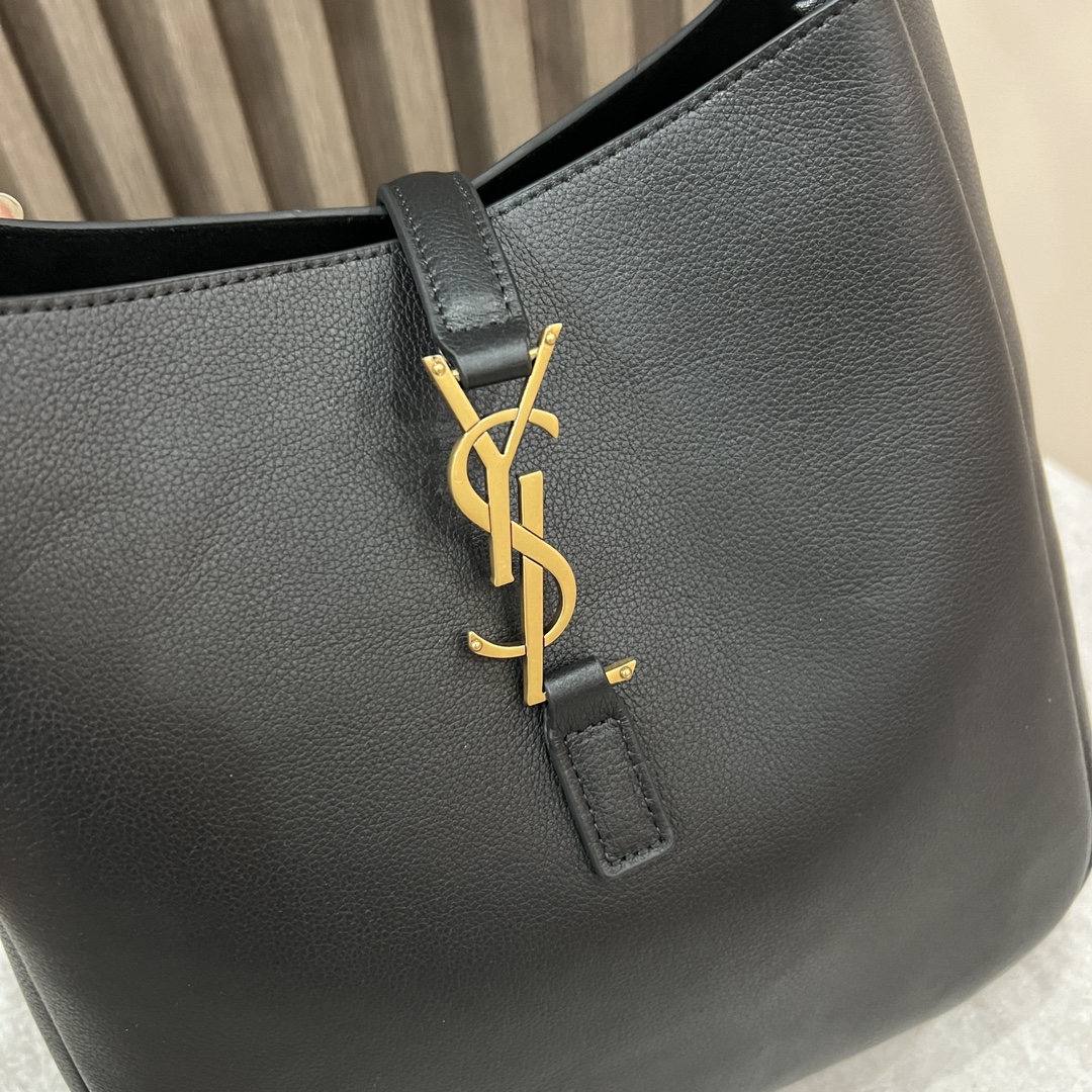  SAINT LAURENT 圣罗兰 YSL LE5A7 Hobo 复古  金色logo 牛皮 流浪包斜挎包 单肩包 中号/小号 女款 黑色713938-AAAUQ-1000
