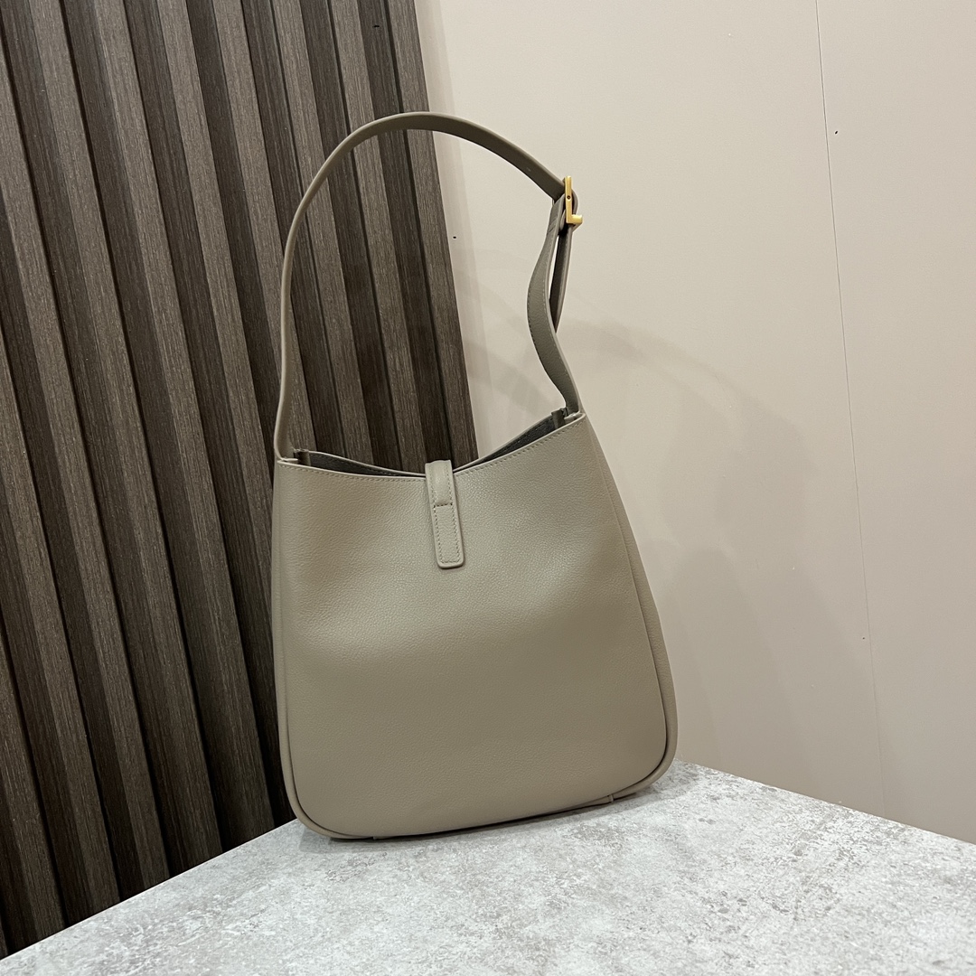  SAINT LAURENT 圣罗兰 YSL LE5A7 Hobo 复古  金色logo 牛皮 流浪包斜挎包 单肩包 小号 女款 灰色 713938-AAAUQ-1722