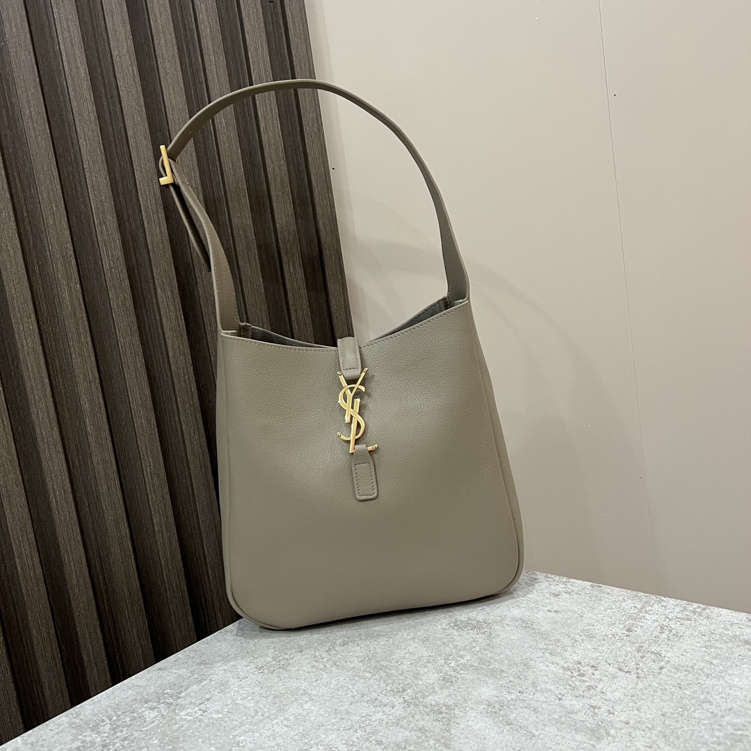  SAINT LAURENT 圣罗兰 YSL LE5A7 Hobo 复古  金色logo 牛皮 流浪包斜挎包 单肩包 小号 女款 灰色 713938-AAAUQ-1722