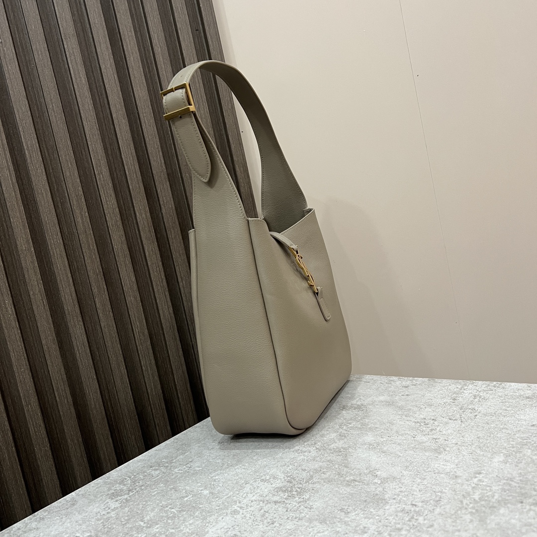  SAINT LAURENT 圣罗兰 YSL LE5A7 Hobo 复古  金色logo 牛皮 流浪包斜挎包 单肩包 小号 女款 灰色 713938-AAAUQ-1722