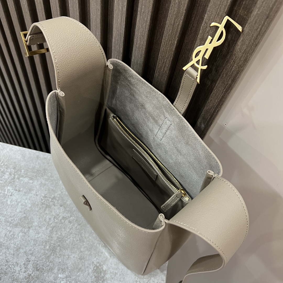  SAINT LAURENT 圣罗兰 YSL LE5A7 Hobo 复古  金色logo 牛皮 流浪包斜挎包 单肩包 小号 女款 灰色 713938-AAAUQ-1722